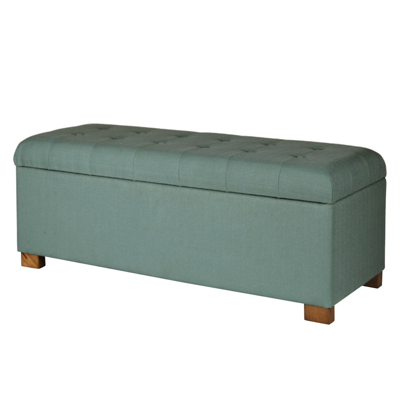 Angelick Polyester Upholstered Bench, Teal Fabric