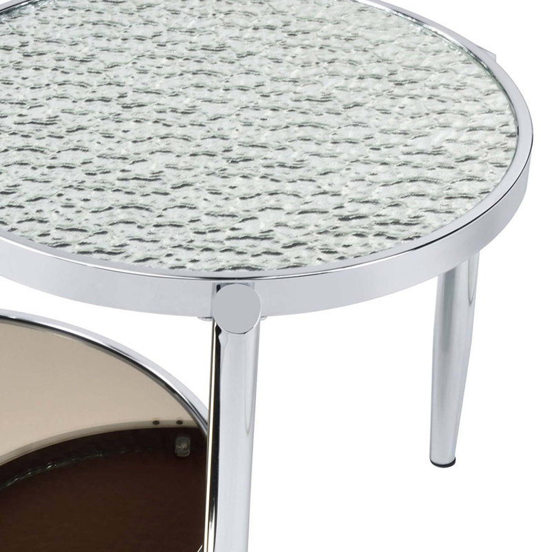 Table basse Abbe, finition verre et chrome