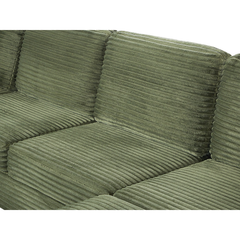 Canapé modulaire en velours côtelé 125,2 po avec repose-pieds, Velours côtelé vert