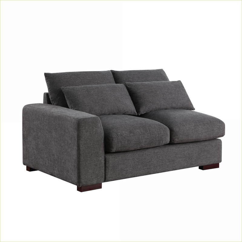 Canapés modulaires | Modulaire avec 2 repose-pieds, style moderne pour le salon, assemblage minimal | Gris foncé | Lin