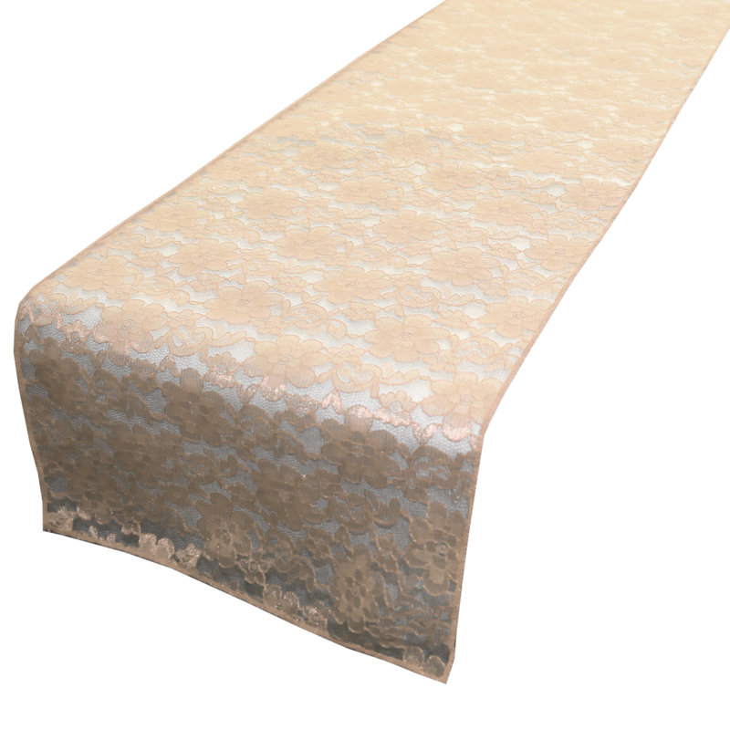 Bagdonas Floral Lace Table Runner, 12" W x 90" L, Beige