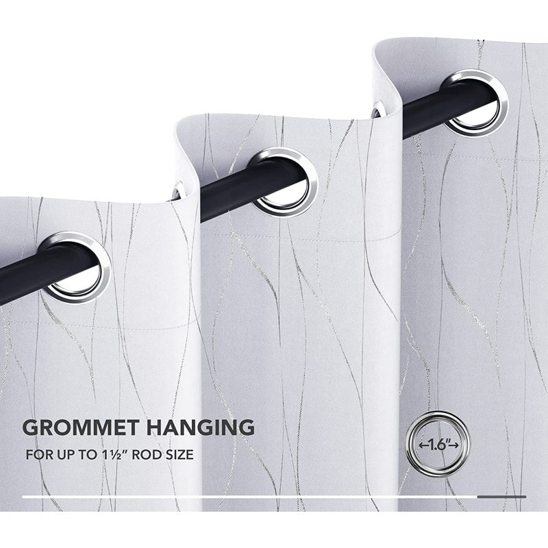 Kellda Thermal Room Darkening Polyester Curtain Panels, 42" W x 84" L, Grayish White
