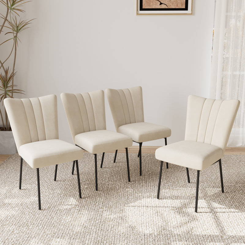 Daina 34.2"H Modern Kitchen Dining Chairs, Upholstered Dining Chairs, Parsons Chairs with Stable Steel Legs, Solid Back Conference Chairs (4 Chairs)