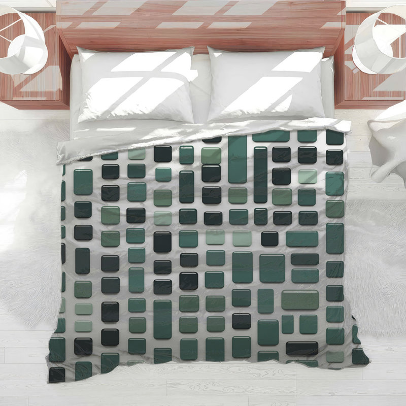 Green Rectangular Tiles Comforter, Twin