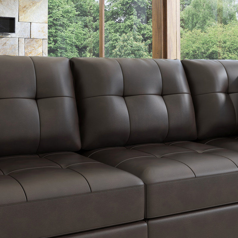 Oversized Sleeper Sectional Faux Leather Modular Sectional Couch