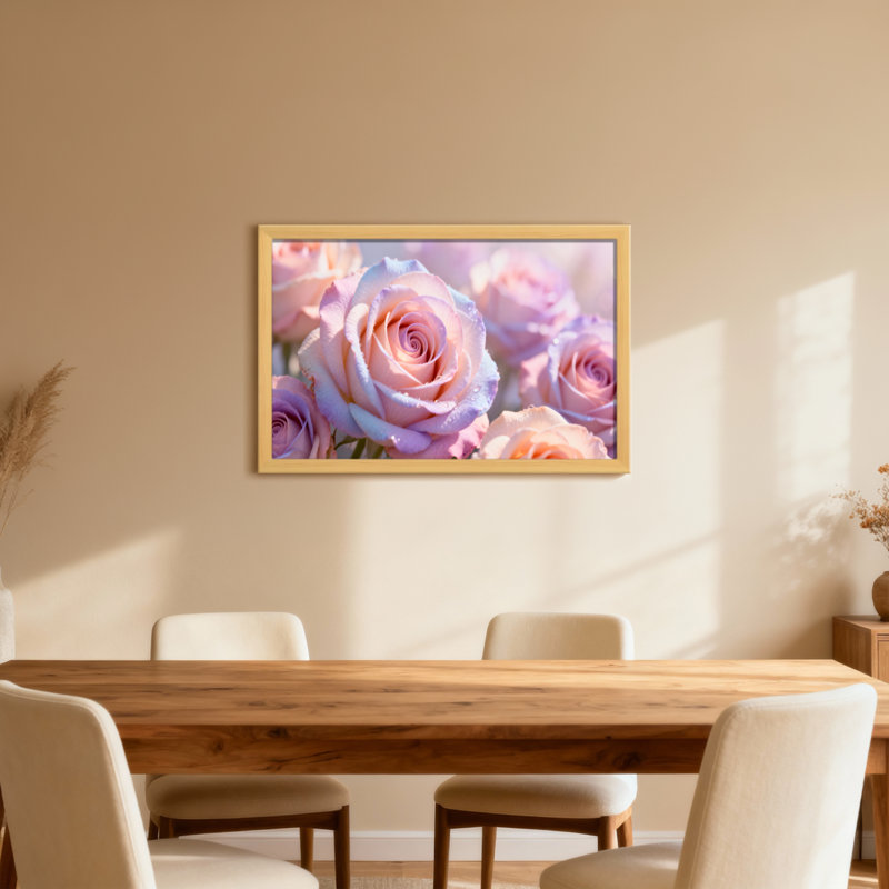 Plantes et fleurs roses douces avec pétales délicats, H 20 po x l 30 po, Toile tendue, Ne s’applique pas
