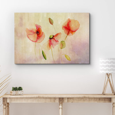 Flower Blossom " Vintage Watercolor Orange Poppy "