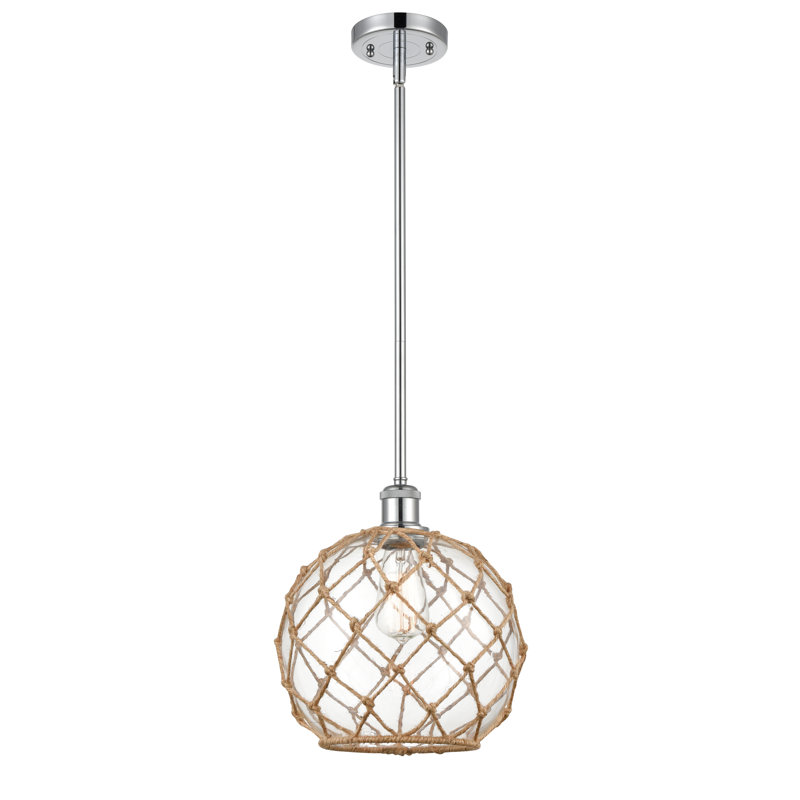 Tobey 1 - Light Single Pendant, Clear/Brown, Polished Chrome, 13" H x 10" W x 10" D