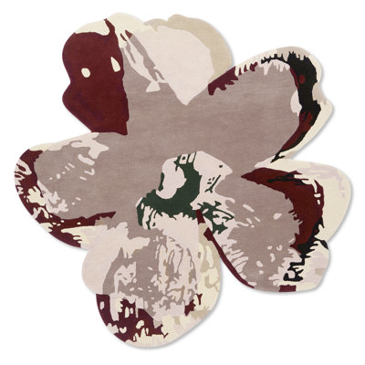 Wool Abstract Area Rug in Ivory/Gray