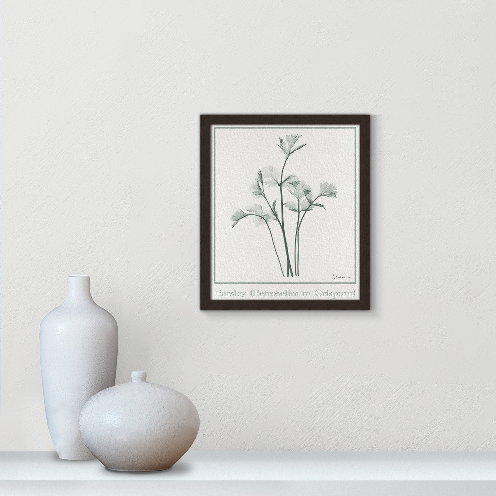 Jeanette "Parsley II" Print by Albert Koetsier, 15" H x 13" W x 1.25" D, Open Grain Walnut Framed Paper