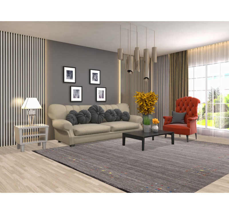 Tapis oriental gris fait à la main Gabbeh