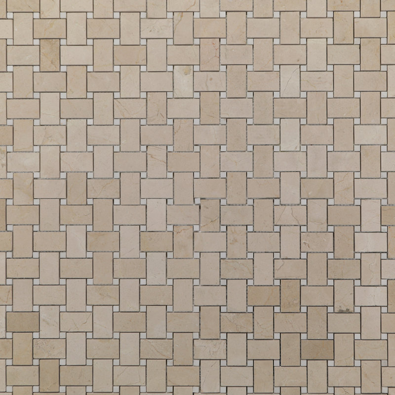 1" x 2" Limestone Basketweave Mosaic Wall & Floor Tile