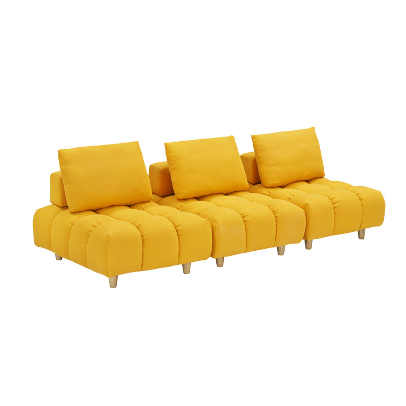 Canapé modulaire 3 pièces Samiur, Jaune, H 29,5 po x L 90 po x l 40,2 po