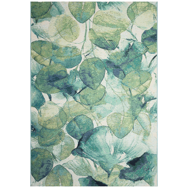 Amenadiel Floral Indoor / Outdoor Rug, Rectangle 4'10" x 7'6"