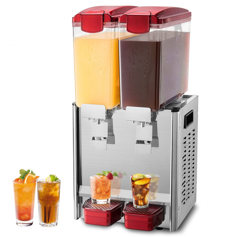 Distributeur de boissons commerciales 10L x 2 réservoirs, Rouge; argent