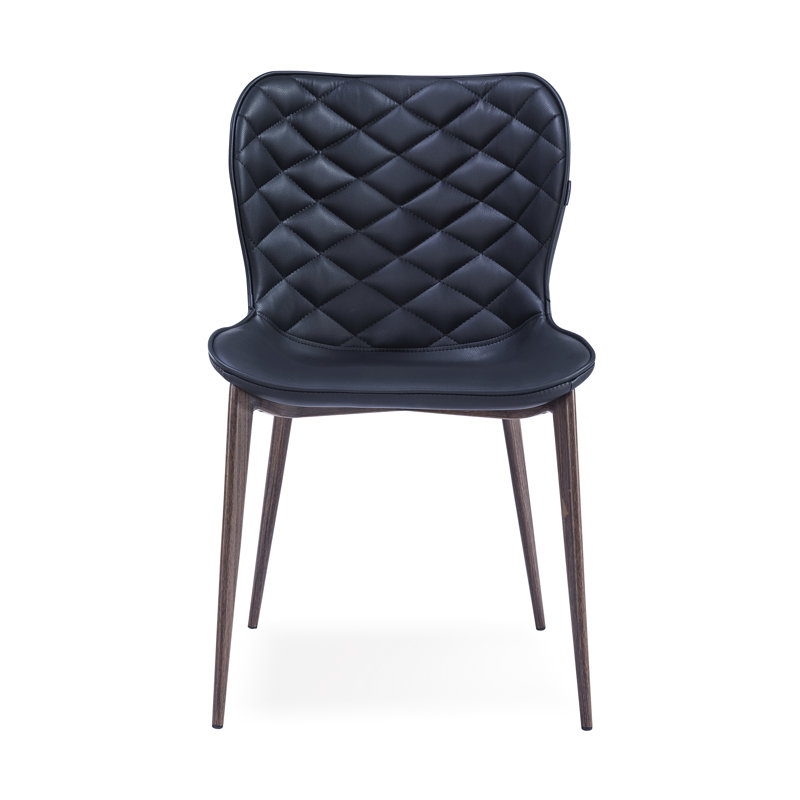 Stacia 18'' H Upholstered Metal Side Chair, Black, Light Brown