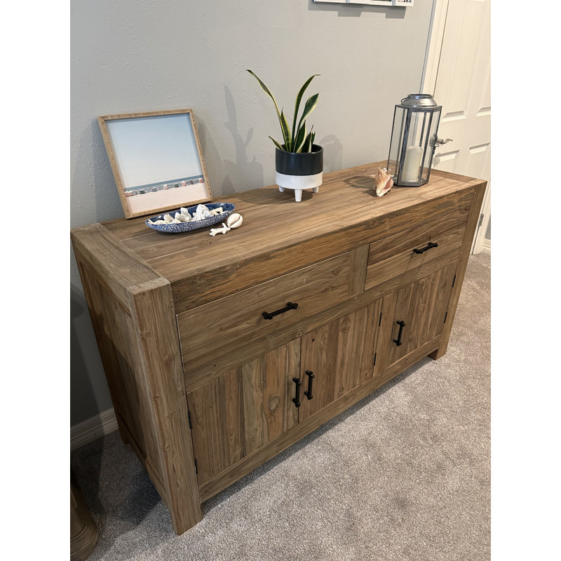 Recycled Teak Console Table W Drawers, 31" H x 79" W x 16" D