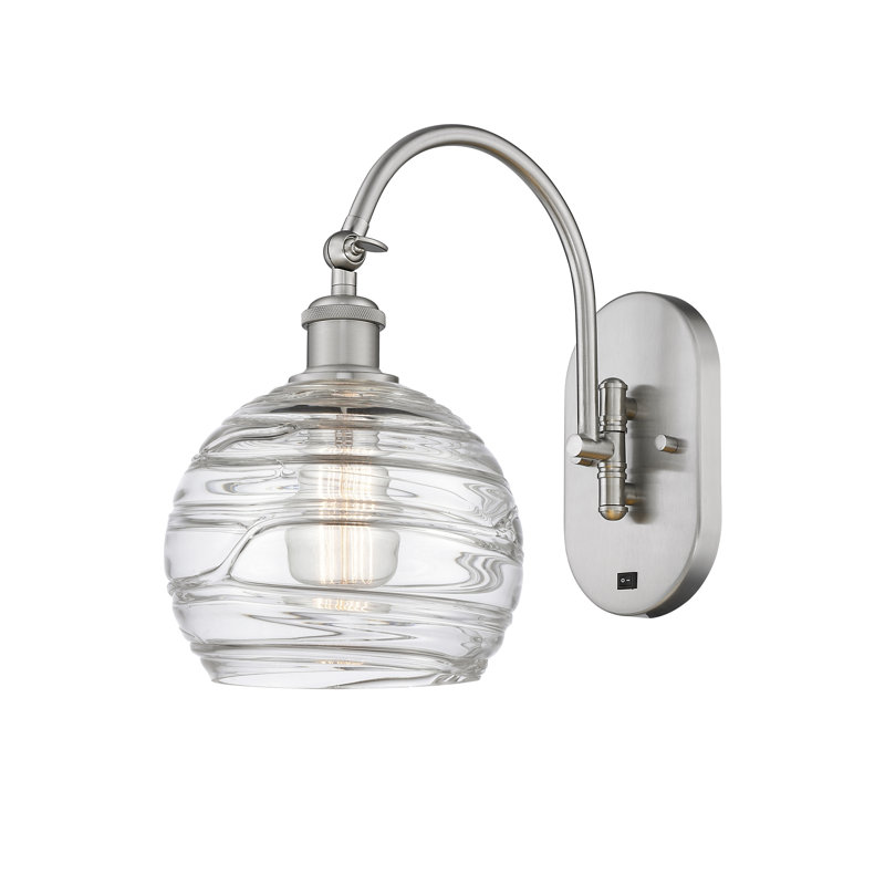 Athens Deco Swirl Nickel Swing Arm Sconce, 13.75" H