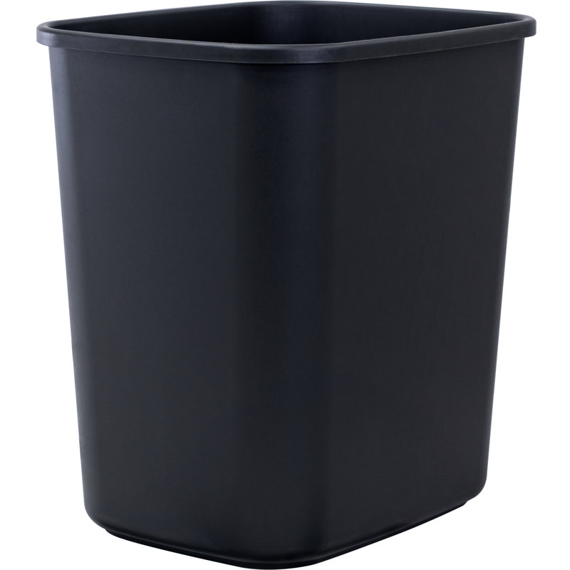 Matte Black Plastic 7.7 Gallon Open Trash Can Set