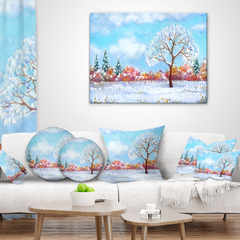 Coussin lombaire à l’arbre de peinture à l’aquarelle