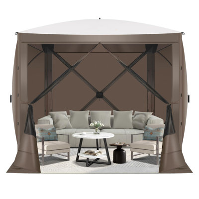 6x6FT Camping Gazebo Screen Tent,  Sided Pop-up Canopy Shelter with Mesh Windows