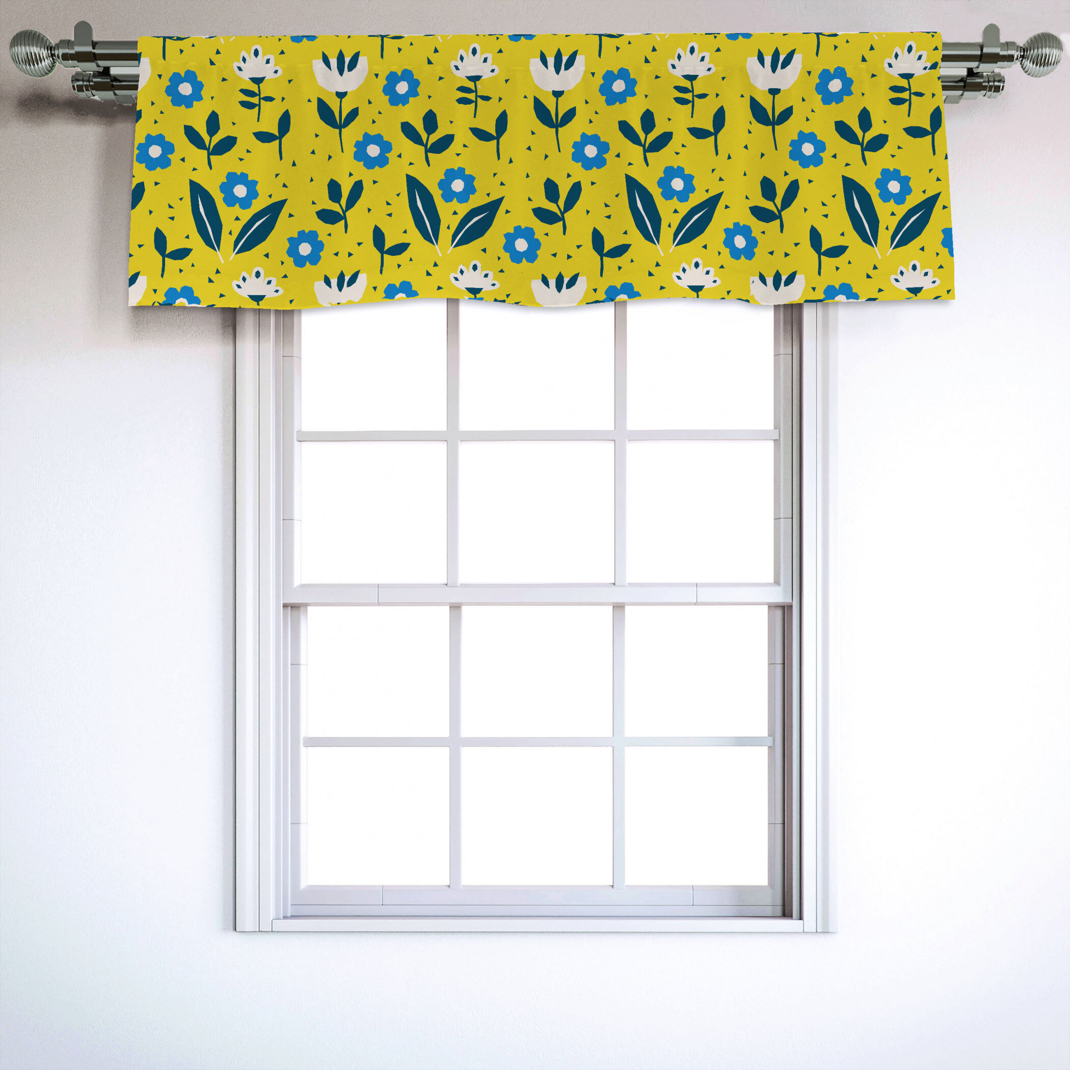 East Urban Home Floral Sateen Ruffled 54'' W Window Valance in | Wayfair