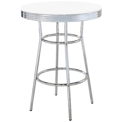 Table de bar ronde en blanc lustré et, amélioration de l'espace de salle à manger, H 41,62 po x l 30 po, fabriquée à partir de matériaux de qualité avec des pieds supérieurs, pièce essentielle, H 41,62 po x l 30 po P, pièce élégante