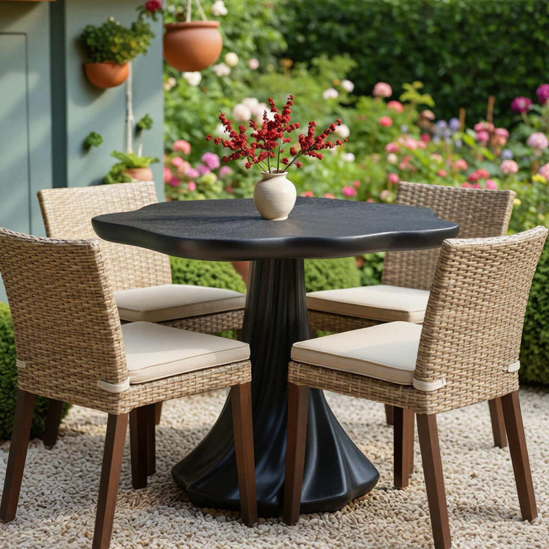 Table de salle à manger 40 "moderne à piédestal 40" pour 2-4, noir mat ou table de réunion