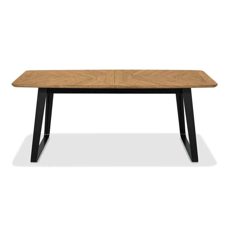 Airius Extendable Metal Base Dining Table, H76 x L200 x W99cm, Oak