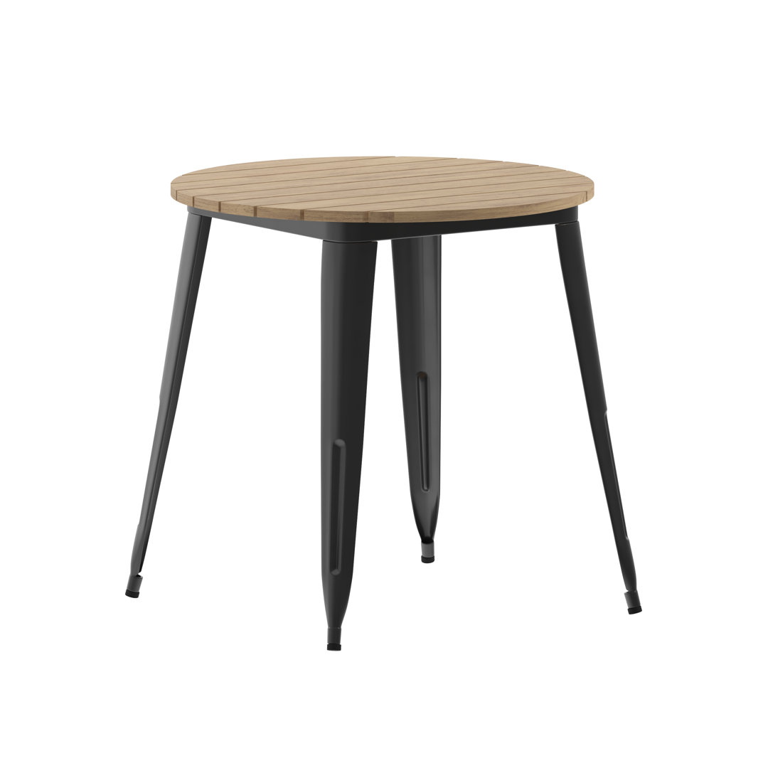 Graciana Round Commercial Indoor/Outdoor Poly Resin Restaurant Table with Steel Frame Williston Forge