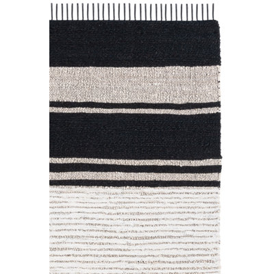 Tapis rayé ivoire / noir tissé à la main Pierceton