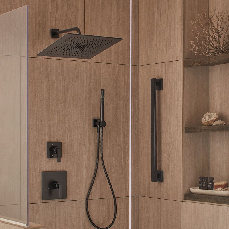 Bras de douche mural Lura, Noir mat