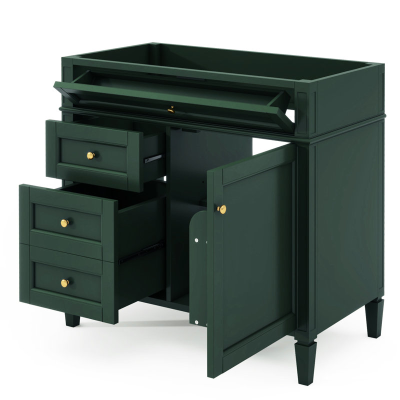 Meuble-lavabo moderne en bois massif + 36 po avec 2 tiroirs et tiroir escamotable, meuble-lavabo attrayant d'apparence 36 po, armoire pratique et sophistiquée