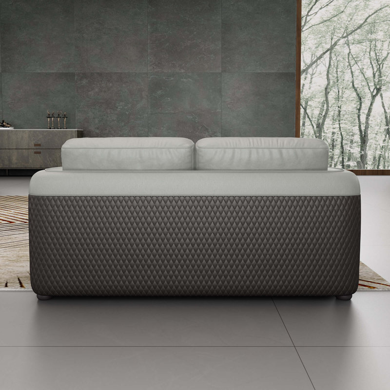 Noir Loveseat, Gray/Chocolate Genuine Leather