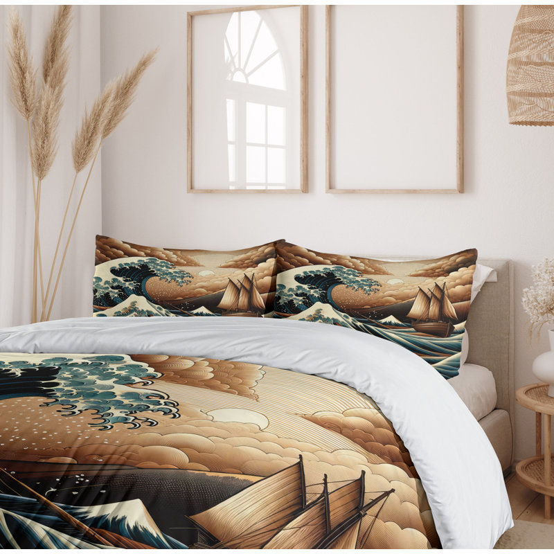 Nautical Duvet Cover, California King Duvet Cover + 2 Standard Shams