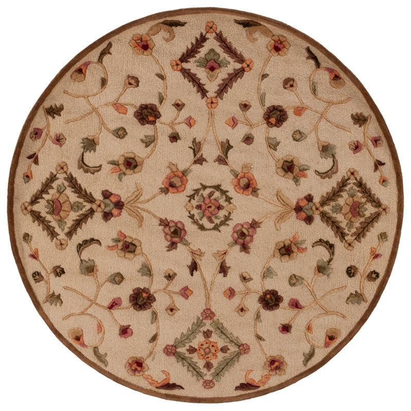 Mcgrail Wool Floral Rug, Round 6'