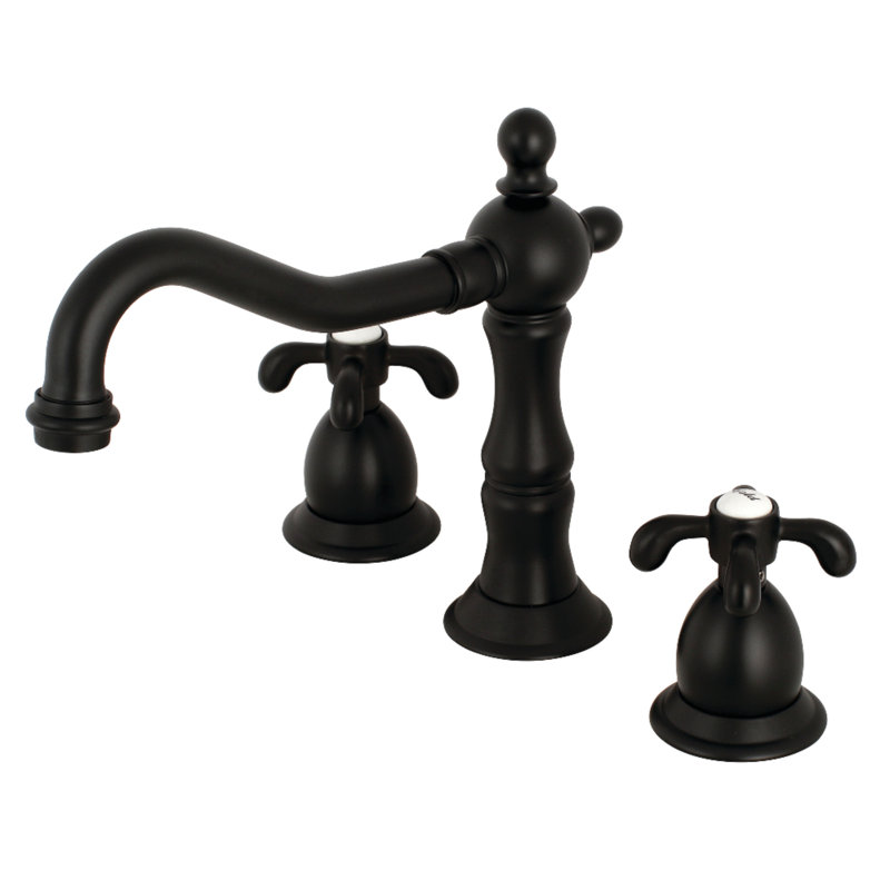 Robinet de salle de bain espacé à 2 poignées et 3 poignées à fixation sur le comptoir avec bonde escamotable en laiton Kingston
