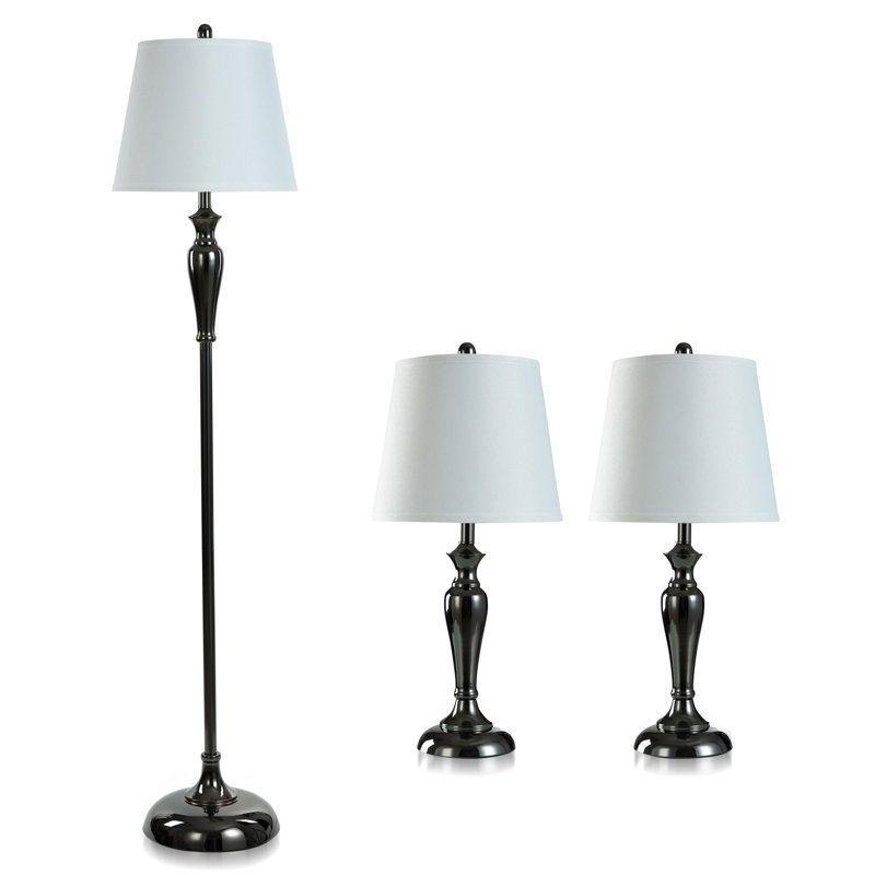 Franya 61'' Traditional Floor & Table Lamp Set, Black