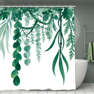 Rideau de bain aquarelle suspendu, décor de salle de bain inspiré de la nature - 72 po x 72 po