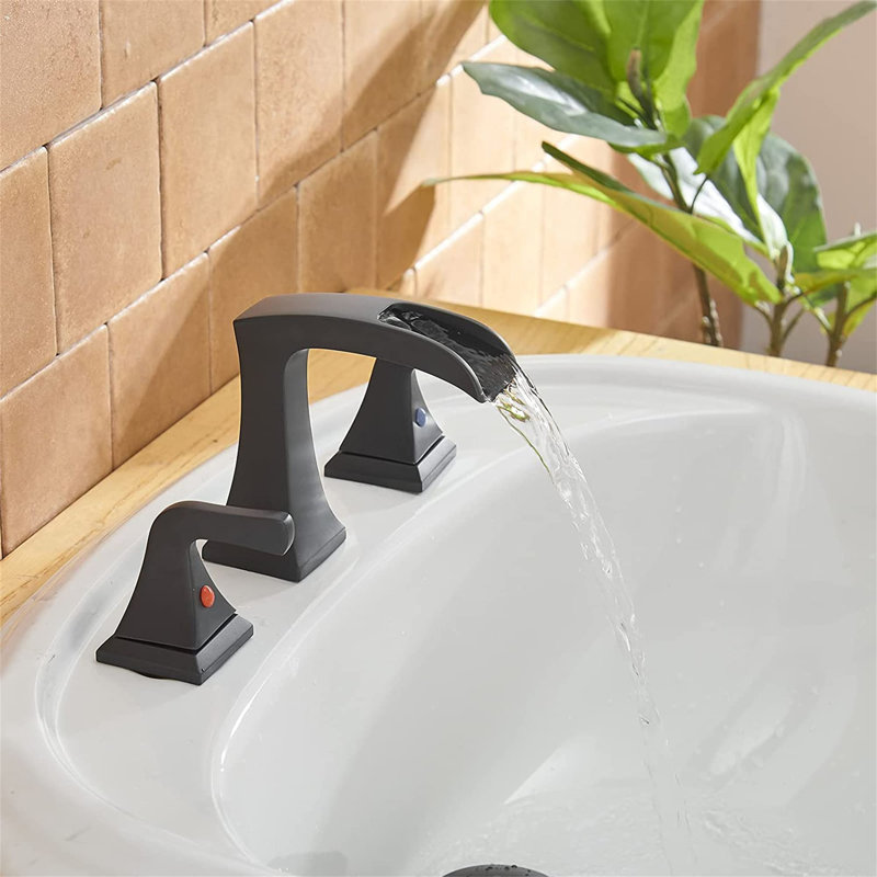 2-handle Bathroom Faucet with Drain Assembly, Matte Black