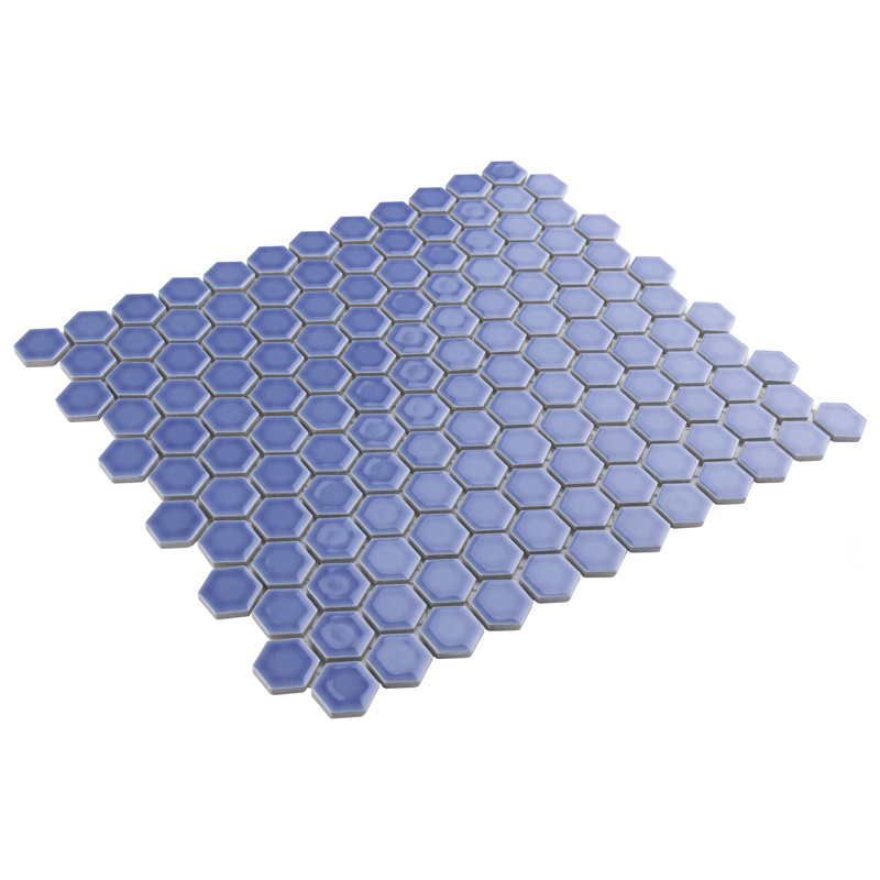 Tribeca 1" Hex Glossy 10-1/4 " x 11-7/8 " Porcelain Mosaic Floor and Wall Tile, Purple
