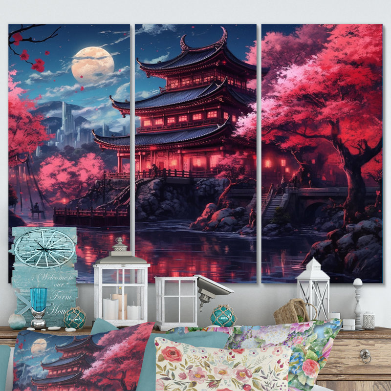 Ensemble de salon japonais avec art mural japonais en métal, terre du Samouraï