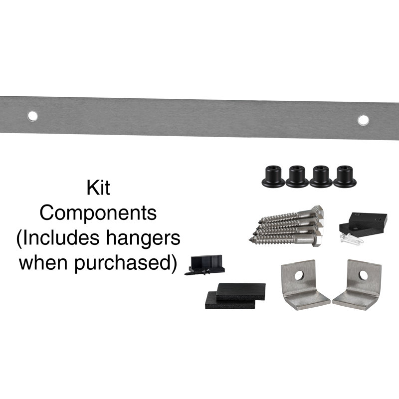 Ensemble de quincaillerie pour porte de grange standard plate, 60 po, Acier inoxydable brossé