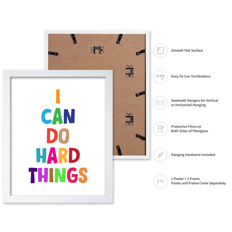 I Can Do Hard Things No1, Poster, 24"H x 32"W, White Framed