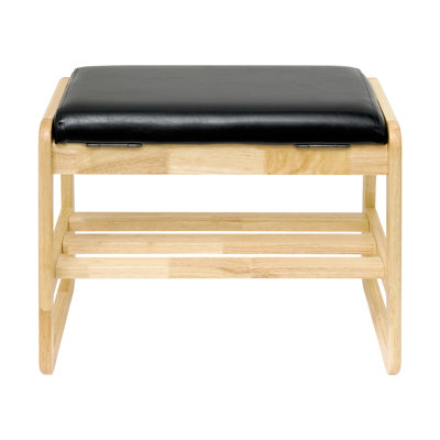 Faux Leather Upholstered Solid Wood Flip Top Entryway Storage Bench