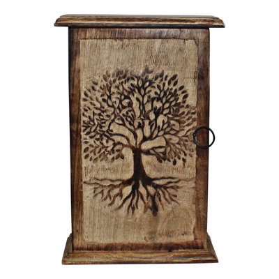 Solid Wood Wall Organizer with Key Hooks