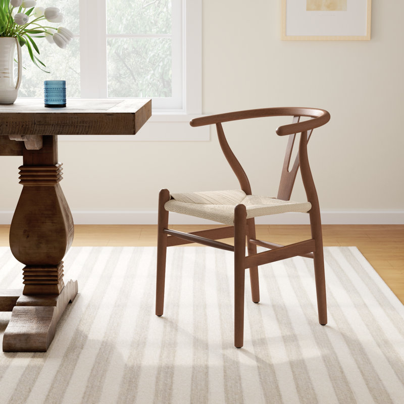Wyn Woven Solid Wood Dining Chair, Walnut / Natural, 1