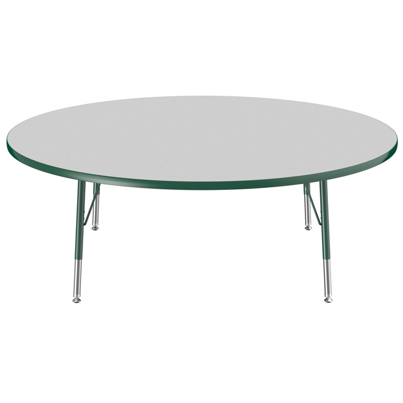 Table ronde à hauteur réglable, H 24 po x L 60 po x l 60 po, Gris / vert, Gris