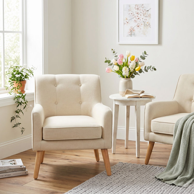 Alcide Tufted Armchair, Beige