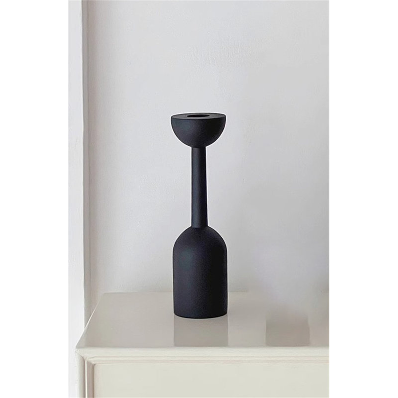 7.09'' H Wood Tabletop Candlestick